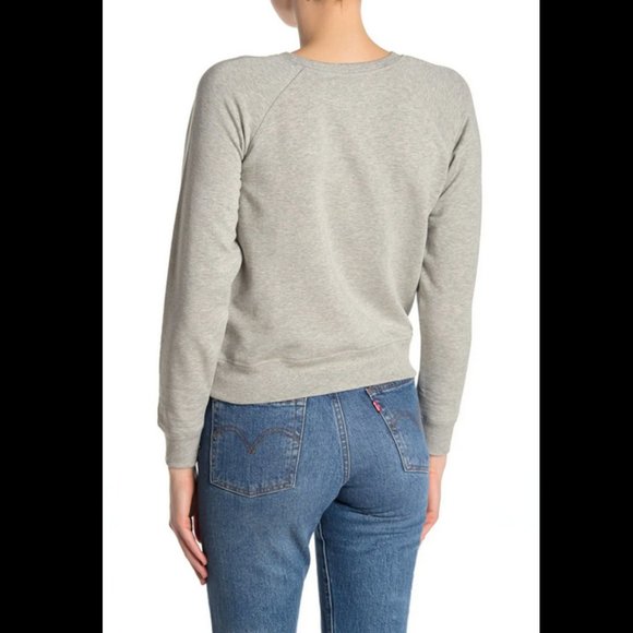 MADEWELL GRAY RAGLAN SLEEVE FLEECE LINED CREWNECK SWEATSHIRT - Picture 2 of 2